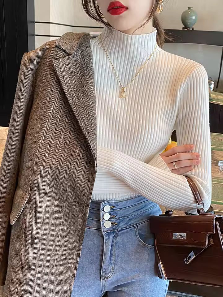 Elegant Solid Women Turtleneck Sweater